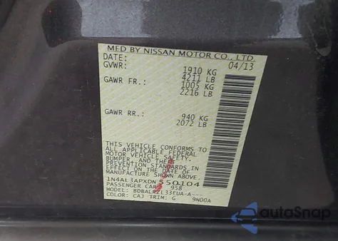 2013 Nissan Altima 2.5 S z USA, uszkodzony, nr VIN 1N4AL3APXDN550104